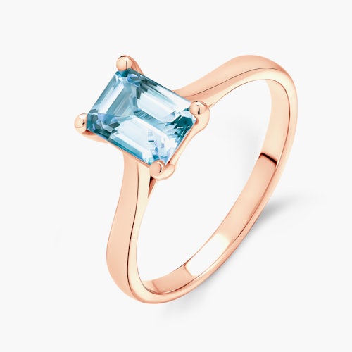 Pierścionek zaręczynowy SAVICKI: różowe złoto, akwamaryn